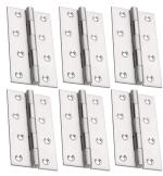 Shrustam Silver Stainless Steel Door Hinges - 3 Inch X 12 Gauge (Pack Of 6)