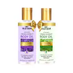 OLDGOA After Bath Lavender & Basil Body Oil Non Sticky & Non Greasy Massage Oil Winter Body Oil Glowing Skin For All Skin Types Body Lotion & Moisturizer For Women & Men_200+200 ML