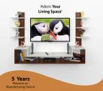 DAS Konrad Wall Mount TV Entertainment Unit Stand Set Top Box Stand and 6 Shelf Display Rack Classic Walnut & Frosty White (Ideal for up to 43