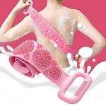 Lichee Silicone Body Back Scrubber Double Side Bathing Brush for Skin Deep Cleaning Massage, Dead Skin Removal Exfoliating Belt for Shower, Easy to Clean, Lathers Well for Men & Women