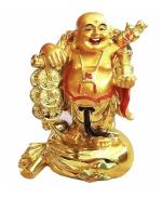 APNA KANHA Laughing Buddha Standing on Money Bag potli Sack Carrying Ingot potli Decorative Showpiece - 9 cm