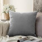 Khooti Decorative Velvet Square Cushion Cover Throw pillow cover for Living Room Couch Diwan single seater Sofa , Modern BOHO Large 16 x 16 Inches / 40.6 x 40.6 cm (Colour - Light Grey)(Set of 1 piece)