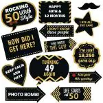 Festiko 13 Pcs 50thbirthday PhotoBooth Props For Birthday Photoshoot And Decoration (50th Birthday)