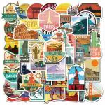 iDream Travel World Destination Famous City Waterproof Vinyl DIY Sticker for Laptop Desk Skateboard Luggage Guitar Furniture Toy Scrapbook (Set of 50)