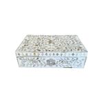 Afasana Handicrafts handmade Mother of Pearl Inlay Decorative Box White Floral, white coior MOP Box, Beautiful, Handmade and Luxurious Mother of Pearl Inlay Wooden Jewellery Box
