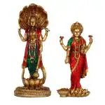 iklauti creation Vishnu-Laxmi Murti Metal Finish Standing Idol Murti for Home Decor Mandir Pooja