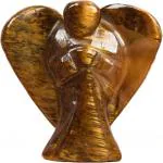 GAGZI Hand Curved Natural Beautiful Tiger Eye Angel Gemstone Angel Pocket Guardian Angel Reiki Healing Stone Statue Positive Energy 2 inch