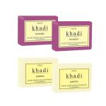 SWATI KHADI Organic Natural Herbal Lavender And Jasmine Soap For Glowing Skin And Body, 125 G (Pack Of 4)