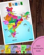 Ekdali Multicolor Places Maps with Monuments 16.5 x 23.4 Inch