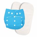 Deedry Oeko-Tex Certified Unisex Baby Cloth Diapers Washable & Reusable Diapers with Adjustable Snap Buttons| 3 Months- 3 Years (Plain-Blue, With 2 Inserts)