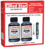 Red Star ink refill kit compatible for hp black ink cartridge models: 805, 803 ,678 ,680, 682 with fully compatible ink 120 ml, refill tools & instructions