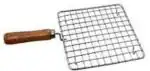 Zodex Silver Stainless Steel Net Roster Roti Papad Chapati Toast Brinjal Chicken Paneer Tandoor With Wooden Handle
