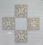 VAS Collection Home Set Of 4 Pack of 4 (12 inch X 12 inch, White Golden)
