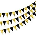 Toyxe Black, Golden Paper Triangle Buntings Flags