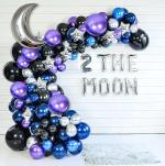 SPECIALYOU.IN 2nd Birthday Decoration for Boys, Girls DIY Kit includes Metallic Purple, Blue and Black Color Balloons with Moon and Star foil Balloons, Birthday Decoration Items kit- Pack of 74 Items