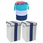 SH.NASIMA MANUFACTURER Laundry Basket & Bag In Multicolor-(Non-Woven) Pack of 3