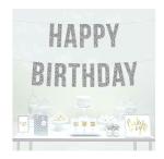 Festiko Silver Glitter Happy Birthday Banner For Birthday Decoration, Happy Birthday Banner Decoration Items, Happy Birthday Banner For Girls, Boys, Not Real Glitter, Supplies