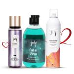 July Luxurious Bath & Beauty Hamper For Women Fall in Deep Body Wash 300ml, Lunar Light Body Mist 150ml, Enchanting Dry Shampoo 220g | Spring Dew Technology | Natural Ingredients | IFRA Certified