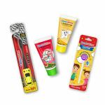 DentoShine Oral Care Combo Ages 3+ (Zippy Toothbrush for Kids + Lollipop Tongue Cleaner + Flavored Toothpaste 80 g x 2) (Mango & Watermelon)
