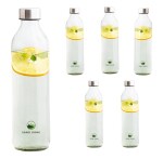 SAND DUNE Set of 6, 800 ml Each Glass water bottle, with Leak-Proof | Fridge Bottles