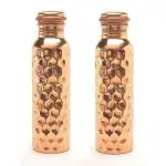 Imago Diamond Hammered Brown Copper Water Bottle 1L Pack of 2