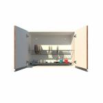 INVENZO Wall Mounted Kitchen Utensils Storage 2 Door Cabinet with Glass Tray, Plate Tray & Dip Tray in Wood Grain Color. (Large)