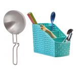 First Front Aluminium Tadka Pan With Plastic Holder Racks and (Multicolour, Pack of 2)