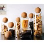 Nirgun Empex Glass Jars With Cork Lid (Pack Of 3) | Unique Mason Jar | Storage Jars For Kitchen, Daily Use, Crystal Clear Glass Jar. (500/700/1200 ML)