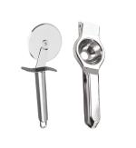 FIRST FRONT Stainless Steel SS Pizza Cutter With Stainless Steel Lemon Squeezer and (Multicolour, Pack of 2)