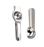 URBAN BUY Stainless Steel Lemon Squeezers with Steel Ice Cream Scoop and Multicolour, (Pack of 2)