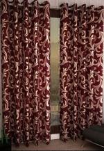 WOAH Polyester Floral Door Curtain Door Window Curtain Premium Polyester Weaved Parda Latest Modern Parde for Living Room Bedroom Home Office Screens Eyelet Ring (5 Feet -Red4)