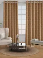 Raymond Home Brown Ethnic 52% Polyester 48% Cotton Door Curtains with Rust Proof Stainless steel Eyelits