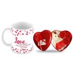 Jiya EnterpriseTuelip Ceramic Printed Design My Heart Is Yours Coffee Mug With Keychain And Heart Box With Inside Teddy And Artificial Rose For Your Love One For Tea And Coffee Mug - 350 ML (Pack Of 2)