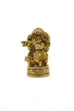 Kalarambh Brass Lord Krishna / Kanha Ji Idol Murti Statue for Pooja Puja Car Home Office Table Mandir Decor Showpiece - Yellow, 2 x 1.1 x 3.5 Inch (L x W x H)