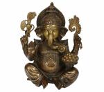 Kartique Antique Abstract Brass Ganesh Bhagwan Idol 8 inch