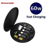 BUFONA Data Cable Set with 60W Fast Charging ,Type C USB Cable with 5 in 1 Multi-Purpose USB Cable Kit , All in One Multi Pin Charging Cable, Micro USB Port In built Mobile Stand