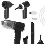 DealGuru 3 in 1 Car Mini Vacuum Cleaner with Blower Wireless Portable Handheld High Power Suction Vacuum Cleaning Machine for Home Car Computer Keyboard Cordless Air Blowing Dusting 1 SET