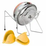 SEVOU Rice Pot Drainer Stand Kitchen Shelves | Multifunctional Stainless Steel Stand for Fruit, Beans, Noodle Strainer | Durable Tabletop Cooked Rice Strainer Stand (Yellow Gloves)