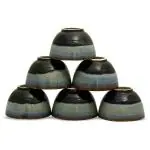 Caffeine Black Ceramic Dessert Bowl (Set Of 6)