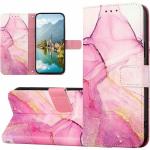 ClickCase Marble Series Faux Leather Back Case Card Holder Wallet with Magnetic Closure Flip Cover For Honor 8X (Pink)