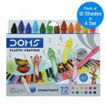 DOMS Dommymate Non-Toxic Assorted Plastic Crayons 12 pcs (Set of 4)