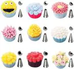 Inditradition 12 Pieces Cake Decorating Nozzle Tips Set | Cake Decoration Tool Set, 11 Nozzles with Piping Bag Coupler & Storage Box (Stainless Steel)