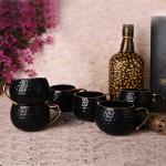 BHARAT Bone China Gold Black Golf Coffee Mug, Tea Cups, 200 ML, Pack of 6