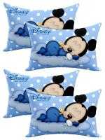 Kuber Industries Blue Disney Toddler Kids Pillow Silky Soft For Travel Toddler Cot (Pack Of 4)