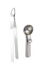 Urban Buy Stainless Steel Roti Chimta Tong With Stainless Steel Neelu Ice Cream Scoop and Multicolour, Pack of 2