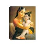 SHASWAT ART Lord Little Krishna with Yashoda Mayya Canvas Painting with Wooden Box Frame for Living Room, Bed Room, Office, Hotels (46cm x 61cm)