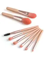 Luxury Beauty Makeup Brush Set,8 Pcs Golden Orange Premium Cosmetic Make Up Brushes -Foundation Powder Eyebrow Eyeliner Blush Concealer Brushes for Girls & Women( Orange with bag)