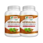Shri Chyawan Ayurveda Spirulina with Ashwagandha Capsules - Helps Releive Stress, Anxiety, Regulates Sleep Cycle, Controls Cholesterol, etc. - 60 Tablets ( Pack of 2 )