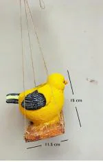 THE MLS Yellow Bird Hanging Planter with Rope Hand Painted Bird Decor Hanging Plant Holder Durable Resin Bird Hanging Flower Pot Indoor or Outdoor Hanging Flower Pots Incomplete