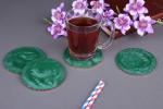 Vatsin Premium Resin Round Coasters Tea, Coffee Coasters for Home & Dining Table, Office, Table Accessories, for Gifting (Set of 4, Green)